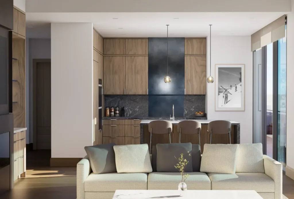An artist's rendering of a penthouse residence interior at The Observatory. The property is planned to hold 73 rooms and suites plus 12 upper-floor condominium residences. (Image: The Observatory, A Viceroy Resort.)